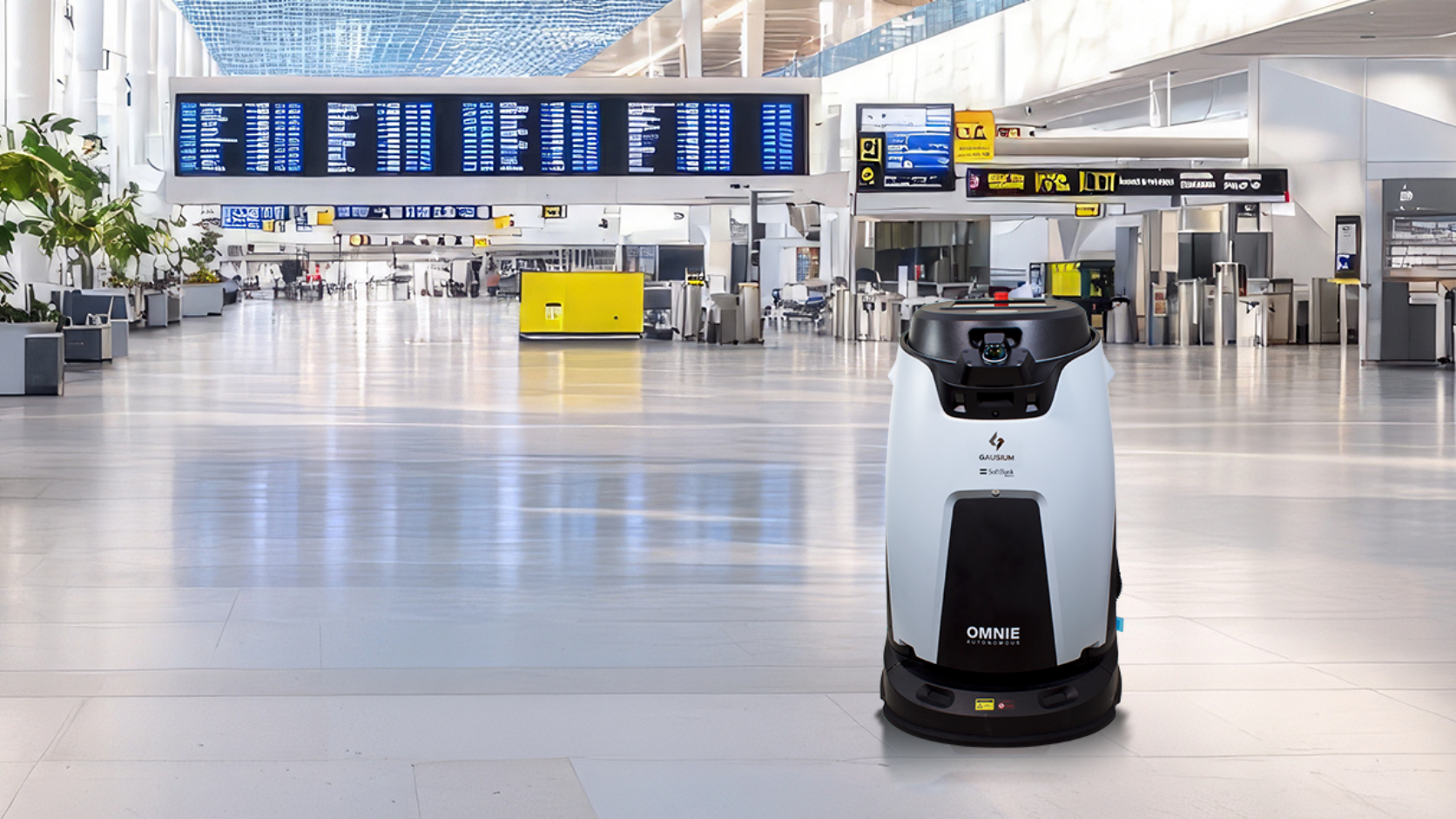 Autonomous cleaning machine inside a terminal